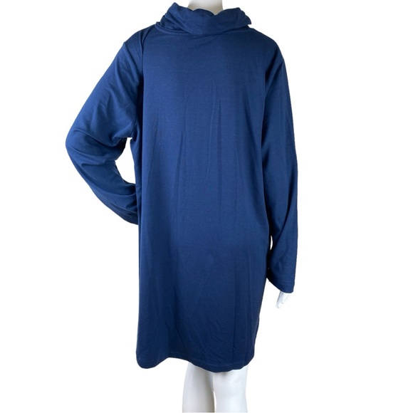 NWOT Purejill Luxe Tencel Cowl Neck Jersey Dress Blue Long Sleeve Pockets XL - Picture 9 of 17